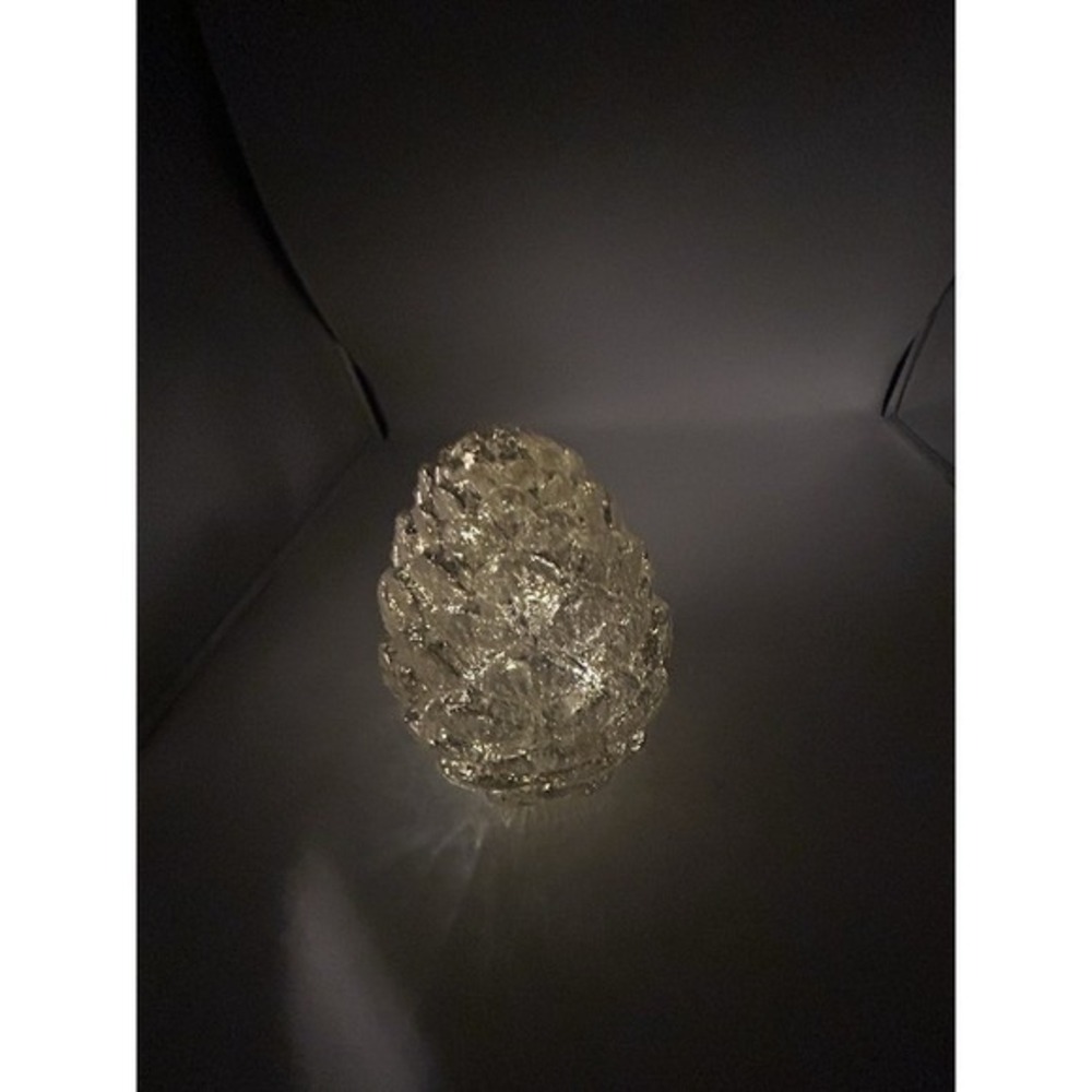Christmas Mercury Glass Pinecone LED Light Silver Battery Operated Holiday Decor
